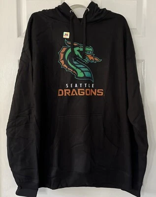 Seattle Dragons XFL Men's Pullover Hooded Sweatshirt, Black, Size XL