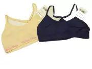 Calvin Klein Girls' 2 Pack Racerback Crop Bra Peach Navy Size Small 6/6X NEW