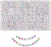 Melius Acrylic Colored Letter Beads, 1450 Pcs 4x7mm Round Alphabet Beads in 28 Grid Box for Jewelry Making, DIY Bracelets, Necklaces, Key Chains, Bracelets