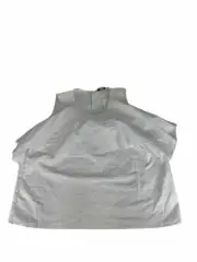 $53 Neiman Marcus Women White Sleeveless Ruffle-Front High-Neck Blouse Top SZ XL