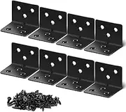 Joint Right Angle Bracket, 8 Pcs Black Stainless Steel Corner Bracket, L Shape Heavy Duty Metal Corner Brace Shelf Supporter for for Shelves Support DIY (1.5mm/0.06inch thick)