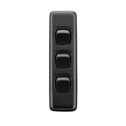 5346 Switch Flat Plate Rocker 3 Gang Matte Black H108xW30mm