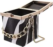 [LEUNG] Women's Bucket Bag and Purses Zebra Pattern Crossbody Shoulder Handbags with 2 Straps Large Capacity Retro, Black