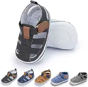 [Meckior] Summer Baby Infant Boys Sandals Canvas Soft Sole Non-Slip Closed Toe First Walkers Shoes