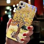 3D Art Oils Mulberry Tree Black Phone Cases for iPhone XR X XS 6 6S 7 8 Plus Case 11 11pro 12 Pro Max 12mini SE 2020 Back Cover,D16,for iPhone 11 Pro
