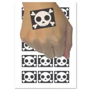Cute Simple Skull and Crossbones Temporary Tattoo Water Resistant Body Art Set