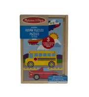 Melissa & Doug Classic Vehicles Wooden Jigsaw Puzzles,Set of 3, 12 Piece Puzzles