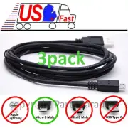 Lot3pk/pcs 6ft USB Micro 5pin Digital Camera/Phone/Charger/Sync/Data Cable/Cord