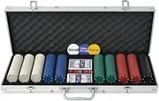 vidaXL Multicolour Poker Set with 500 Chips, Two Deck of Cards, and Casino Dice in a Sturdy Aluminium Case