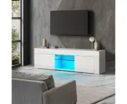 Oikiture Entertainment Unit TV Cabinet LED Gloss 130cm - White