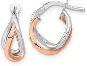 [JewelryWeb] 14k White and Rose Gold Fancy Hoop Earringss 15.87x11.83mm Wide 8.21mm Thick-Hoop Earring for Women