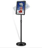 A4 Floor Poster Display / Snap Frame Stand Foyer Pedestal / Adjustable Height Sign Holder Menu Black AR (Fits A4 Size)
