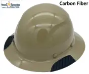 DAX Actual Carbon Fiber Full Brim Lift Safety Hard Hat - Khaki