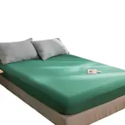 Catzon Cotton Sheets Mattress Dustproof Protective Cover Fabric Bedding-ForestGreen