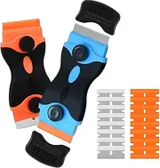 2PACK Razor Blade Scraper, 2-in-1 Scraper Tool with 8Pcs Plastic Blades and 8Pcs Metal Blades, Multi-Purpose Cleaning Razor Scraper for Decals, Stickers, Labels, Caulk, Adhesive, Paint Removal