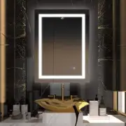 ES-DIY Vanity Mirrors 24"Wx32"H Rectangular Frameless LED Light+Anti-Fog White