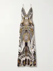 [Camilla] Camilla - Crystal-embellished Printed Silk-satin Maxi Dress - Multi - xx large xx large Multi