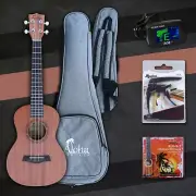 Sapele Wood Ukulele Aloha, Double pad Bag, Tuner, Capo, Strings (Canadian Brand)