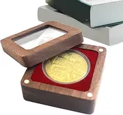 Wood Coin Presentation Storage Case | Clear Top Walnut Single Coin Display Box,Portable Holders Trays Badge Storage Case For Family Friends Colleagues Birthday