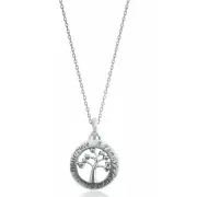 Sterling Silver Family Tree of Life Charm Necklace 18" 14mm Gift for Family