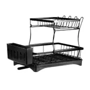 TOQUE Dish Drainer Drying Rack 2 Tiers with Cup Holder