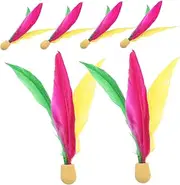 NULYLU 6pcs Long Hair Board Badminton Shuttlecock Picker Elastic Band Ball Jump Elastic Ball Badminton Birdies Birdie Badminton High Elastic Squash Racket Balls Shuttlecocks
