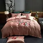 4pcs Bedding Set Real Silk & Cotton Embroidery Duvet cover Bed sheet pillowcases