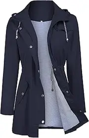 [Zcfire] Women's Raincoats Windbreaker Rain Jacket Waterproof Lightweight Outdoor Hooded Trench Coats S-XXL
