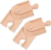 Gatuida 2Pcs Wooden Train Track DIY Railway Track for Creative Play Enhance Parent Interaction for Fine Motor Skill Development