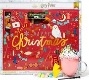 Wizarding World HARRY POTTER 24 Days of Surprises, Includes 12 Color-Changing Hot Chocolate Mixes, 4 Topping Varieties & Stir Wand Officially Licensed