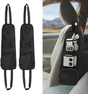 QUICTO 2PCS Car Seat Storage Hanging Bag, Multi-Pocket Side Organizer, Multifunctional Mesh Net Pocket, Can Hold Mobile Phone, Wallet, Glasses, Suitable for Cars, SUVs, Trucks Black