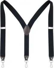 Heavy-Duty Y-Back Men's Suspenders with Elastic Straps and Swivel Hooks