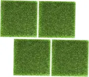 Alasum 1set Small Artificial Grass Mat for DIY Decor Simulation Turf for Miniature Landscape for Bonsai and Crafts Durable Material 4pcs