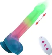 Thrusting Monster Dildo Sex Toys - Realistic Colorful Thick Silicone Suction Cup Dildos Vibrator with with 6 Telescopic Modes and 8 Vibration Modes for G-Spot Anal Vagina Pleasure, Adult Female Sex Toys & Games for Women, 9.25"