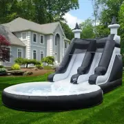 7.3x4x4m PVC Inflatable Water Slide for Kids with Dartsboard &Big Splash Pool