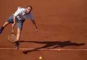 Andre Agassi USA at the French Open Tennis Championships at the St- Old Photo 4