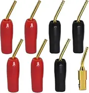 Oiyagai 8Pcs 2mm Banana Plug Pin Screw Type Audio Speaker Cable Connector Gold Plated (8PCS - Bent)