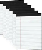 White Legal Pads 8.5 x 11.75 Writing Note Pads 9/32" College Ruled & Double-Sided Printing - 30 Sheets Premium Thick Paper - 38 Lines Perforated Notepads 8.5 x 11.75" 6 Pack for Office, Homework