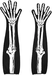 [SHERCHPRY] 3 Pairs Full Finger Skeleton Gloves Large Size for Teens Adults Scary Halloween Decorations