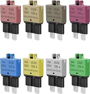 Automotive Low Profile ATC ATO Fuse Car Resettable 3A 5A 7.5A 10A 15A 20A 25A 30A Standard Fuses Manual Reset Fuses Blade Circuit Breaker for Boat Truck SUV Motorcycle 32VDC Fuse Assortment Kit