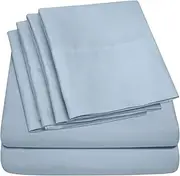 King Size Bed Sheets - 6 Piece 1500 Supreme Collection Fine Brushed Microfiber Deep Pocket King Sheet Set Bedding - 2 Extra Pillow Cases, Great Value, King, Misty Blue