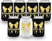 LotsBuyLots 7 Pack Groom and Groomsmen Can Coolers for Bachelor Party，Perfect Insulating Beer Can Sleeve Coolers as Groomsman Gifts(Bold)