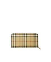 Burberry Checkered Zip-Around Wallet One size Collection Beige