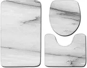 ALAGPNPMZH Black Marble Printed 3Pcs/Set Toilet Seat Cover Bathroom Toilet Mats Bathroom Accessories Flannel Floor Rug for Bathroom Toilet seat(Multi)