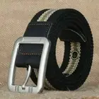 Mens Canvas Belt Causal Woven Outdoor Sports Pin Buckle Waistband Strap Black