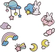 TEHAUX 9pcs Cartoon Planet Iron Patches DIY Embroidered Clothing Repair Patches for Jackets Jeans Hats Backpacks for Crafting and Personal Decoration