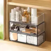 Medicine Cabinet Organizer 3 Pack, Plastic Stackable Storage with 2 Drawers, Bat