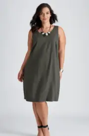 AUTOGRAPH WOVEN LINEN SHIFT DRESS RRP $99.99-NWT (24, 26) KHAKI