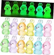 ULTECHNOVO 84 Pcs Luminous Miniature Rabbit Figurines Resin Bunny Ornaments in Colors Adorable Garden and Bedroom Decoration Glow Dark