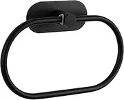 KEAIDUO Self Adhesive Towel Ring Stainless Steel Hand Towel Holder Rustproof Bathroom Towel Holder No Drilling Towel Ring Towel Rack for Bathroom Kitchen Black